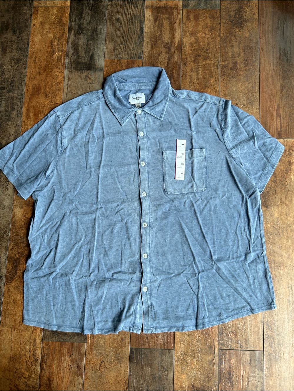 Goodfellow & Co Short-Sleeve Button-Down Shirt in Heather Blue xxl